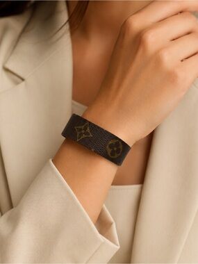Upcycled Bracelet, from Authentic LV canvas to Bracelet fits larger wrists